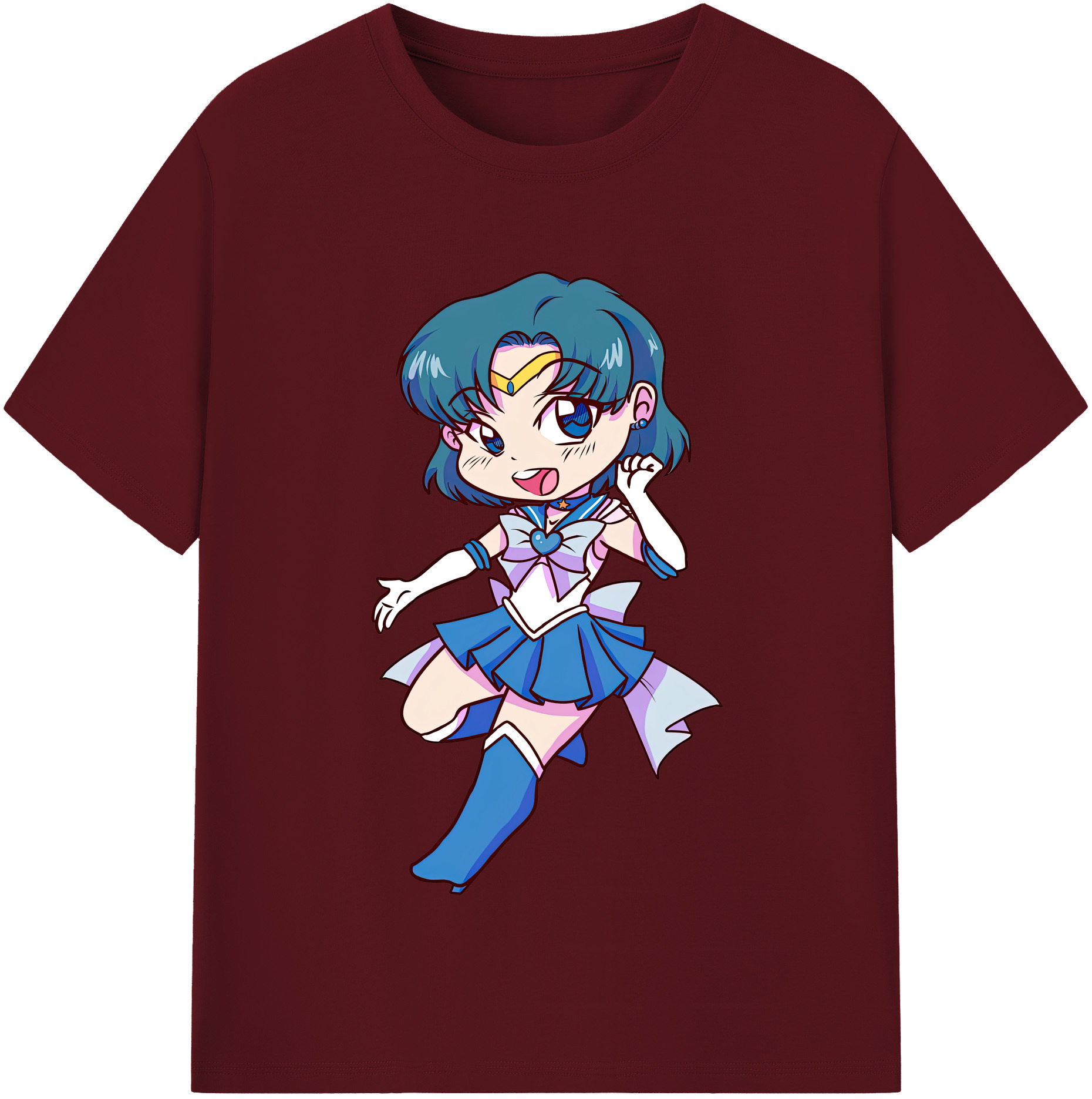 （画像用） 美少女戦士セーラームーン 水野 亜美 みずの あみ Sailor Moon Mizuno Ami 綿100％半袖Tシャツ（フロントプリント）